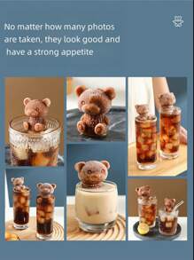 A Cute Bear Ice Cube Mold Silicone Ice Cube+Three-Dimensional Bear Shape Can Also Be Used For Beauty And Skin Care. Silicone Ice Roller Face And Eye Ice Roller, Silicone Beauty Ice Roller Skin Care Tool, Facial Massage Ice Mold Skin Care, Reusable Ice Roller To Reduce Swelling.