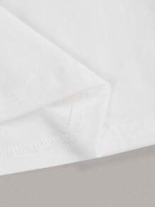 Q Of Hearts Pattern Women Short Sleeve Round Neck Crop Slim Fit T-Shirts,For Spring Summer,Casual Vacation Simple Office Street Style - White - View 5