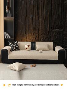 1pc All-Season Linen-Like Sofa Cushion Cover, Style Pet-Friendly Anti-Dirty Anti-Slip Sofa Slipcover, Scratch Resistant For L-Shaped Combo Sofa And 1/2/3/4 Seat Sofa (Sold Individually), Spring/Autumn