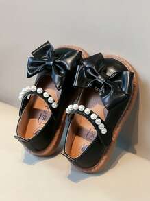 1 Pair Spring New Stylish Girls Flat Shoes, Children Cute Sweet Bow-Knot Flat Ballet Shoes, Suitable For All Seasons, Match Dresses And Casual Outfits