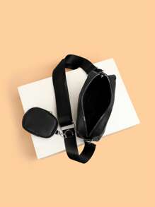 Men's Diagonal Shoulder Bag Two Pieces Mini Shoulder Small Bag Coin Wallet Men's Crossbody Bag Mobile Phone Bag