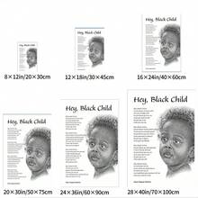 Hey Child Black African American Inspirational Poem For Child Posters Wooden Frame, Ready To Hang, Canvas Print Painting Wall Art, Simple Aesthetic Decoration Bedroom Kitchen College Style Dorm Home Decor, Perfect Home Decor - Multicolor - View 5