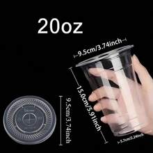50PCS Vasos de Plástico Transparente Desechables con Tapas Planas para Bebidas en Fiestas, Bodas, Café Helado, Batidos, Smoothies y Bebidas Frías - 20 oz - 50 piezas con labios - Ver 2