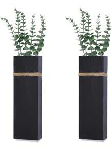 2 pièces Jardinières murales - 2 pièces de vases muraux en bois pour fleurs séchées et plantes artificielles, vase de fleurs en bois de style ferme moderne. Décoration pour salon, chambre, cuisine - Décoration de chambre noire, décoration de jardin, décoration de mariage, décoration de la maison