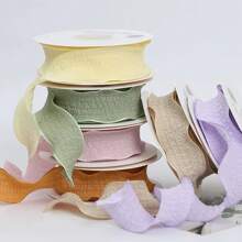 4cm Fish Tail Linen Silk Chiffon Ribbon Lotus Leaf Frill Ribbon Bowknot Pleated Ribbon For Flower Bouquet Packaging Gift Wrap Cake Box Packaging Wedding Party Decor