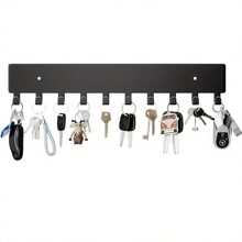 Wall Key Holder, Key Holder With 10 Hooks, Hallway Wall Mounted Key Holder, Key Holder Black - 黑色 - 查看 6