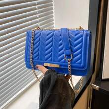 Fashion Striped Women's Shoulder Bag, Chain Strap Crossbody Bags For Daily Used, Ladies Handbags And Purses