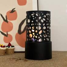 Classic Hollow Design Black Tabletop Fireless Alcohol Real Flame Portable Heater For Living Room, Bedroom, Outdoor Camping, Decoration (Alcohol Not Included)