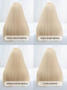 1-Piece Synthetic Heat Resistant Straight Hair Bangs Wig Golden 24 Inches Full Machine Weave Daily Natural Realistic Wig - Gold - View 10