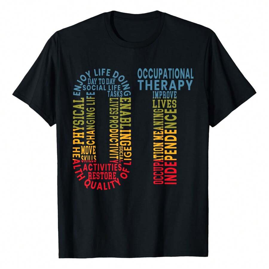 OT Occupational Therapy Therapist Medical Healthcare T-Shirt Women's Plus Size T Shirt - 黑色 - 查看 1