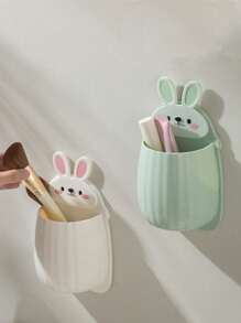 1/2/4pcs Rabbit Cartoon Storage Box Suitable For Easter Children's Bath Products Storage Rack No-Drill Children's Toothbrush And Toothpaste Home Storage