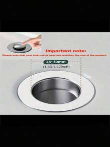 1pc Popup Sink Drain With Hair Catcher, Stainless Steel Sink Strainer, Stainless Steel Filter + Chrome Plated Plastic - Not A Universal Model, Please Confirm Size Fits Water Outlet Diameter 3.4-4.0cm Before Purchase Bathroom Decor Summer