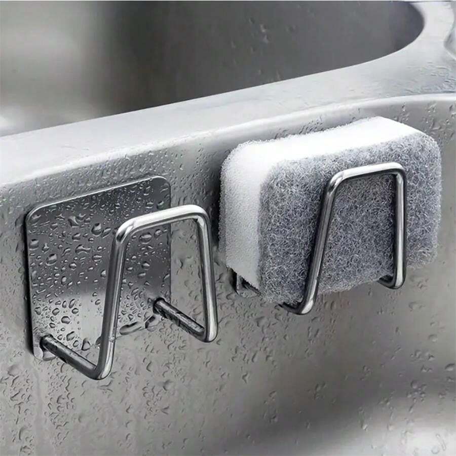1/2/6pcs Kitchen Sink Stainless Steel Sponge Holder - Rust-Proof Brushed, Anti-Rust Waterproof Quick Dry - Multicolor - View 1
