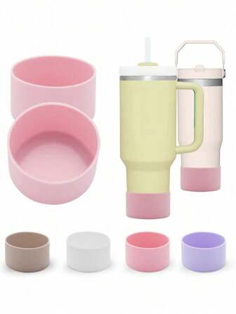 1pc Colorful Silicone Sleeve, Fits 40Oz/30Oz Handled Glass Tumbler And IceFlow 20oz/30oz, Anti-Slip Protective Cover, Cup Accessories