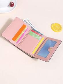 Fashionable Embroidered Tri-Fold Multi-Functional Multi-Card Slot Compartment Mini Women Wallet Wallet Purse Wallet Mini Wallet Small Wallet - Black - View 3