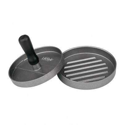 STARLEY Pressa per hamburger in alluminio, stampo antiaderente per hamburger per barbecue, pressa per carne per hamburger, pressa per carne con manico in plastica Ø11,5 cm