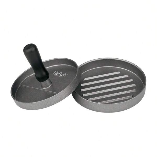 STARLEY Presse à hamburger en aluminium, moule à hamburger antiadhésif pour barbecue, machine à presser la viande à hamburger, presse à viande avec poignée en plastique Ø11,5cm