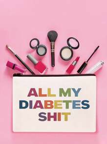 幽默“药袋”帆布药丸收纳袋 - 拉链式、可重复使用的旅行和化妆品药袋 - 生日和圣诞节送给女性、姐妹、女儿的理想礼物 - 白色 - 查看 2