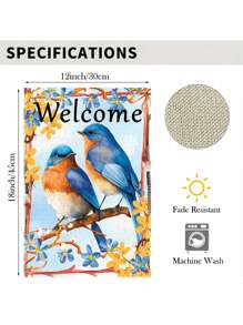 Bandera de jardín temática de primavera y verano, diseño de una sola cara, de poliéster lino impermeable, con patrón de colibrí, lavable a máquina, de 12x18 pulgadas, adecuada para decoración de jardines y patios exteriores, decoración de cumpleaños, bodas, fiestas, graduación, hogar, tapices