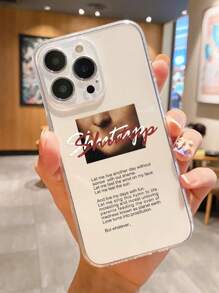 1pc Minimalist Slogan Tag Shockproof Anti-Slip Transparent Phone Case, Compatible With IPhone, Honor, Redmi, Galaxy,