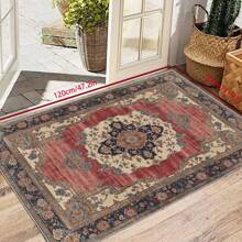 Vintage Floral Pattern Crystal Velvet Doorway Mat, 700G/SQM, 5MM Thickness, Suitable For Bedroom, Living Room, Kitchen, Study, Bathroom