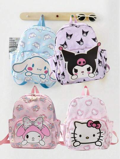 Sanrio Sanrio Kawaii Backpack Anime Cartoon Figure Outdoor Travel Storage Bag Cute Shoulder Bag (There May Be Slight Differences In Design And Color Between Different Batches)(Some Parts May Be Random), Bag,Cinnamon Roll, Backpack, Kawaii Hello Kitty Backpack, School Bag