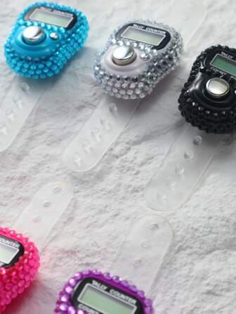 六色LED数字计数器，镶嵌水钻，白/黑/粉/蓝/红/紫，适用于运动训练、减压、生日礼物、斋月礼物、活动赠品。