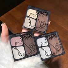QMN Paleta de contorno del cielo nocturno, 3 colores de polvos naturales para esculpir y contornear, resistente al agua y al sudor, ligero y de larga duración, iluminador mate y brillante, realza la lisura facial, da forma a los contornos faciales