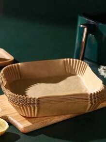 200 Stück/100 Stück/50 Stück/25 Stück/1 Stück Backpapier für Heißluftfritteuse, Fettschutzpapier für Haushaltsschüsseln, hitzebeständiges quadratisches Backpapier aus Silikon