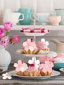 60pcs-Cherry Blossoms Cupcake Toppers Cherry Blossoms Flowers Cake Decorations Wafer Paper Flowers Cupcake Topper For Baby Shower Wedding Birthday Party Decorations Supplies Colorful, Spring Theme Party - Multicolor - View 5