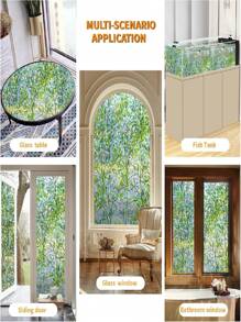 窗户隐私膜彩色玻璃窗膜 3D 装饰窗贴，防晒静电可移除玻璃门膜，家居装饰窗罩非粘性