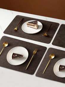 1 cái/4 cái Miếng lót đĩa bằng da hai mặt, Miếng lót bàn chống thấm nước và dầu, Tấm lót chịu nhiệt, Miếng lót ly trang trí bàn sáng tạo, Thích hợp cho gia đình, Trang trí phòng khách - màu nâu - Xem 12