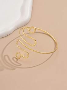 1 pieza Brazalete ancho de mujer con diseño geométrico exagerado de serpiente