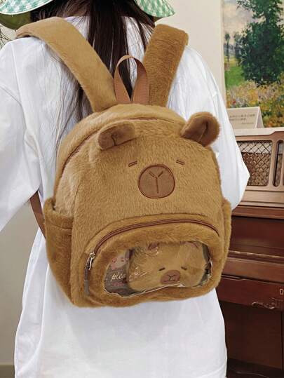 1 Pc Fluffy And Soft Cute Capybara Backpack.Lightweight Fashionable Crossbody Bag.Portable Personalized Shoulder Bags.
