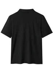 Men's Casual Versatile Solid Color Short Sleeve Polo Shirt - Black - View 3