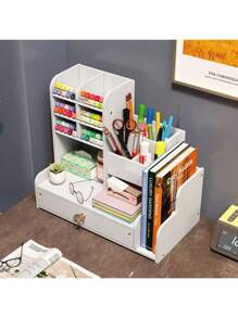 High-Value Pen Holder Storage Box Desktop Drawer Pencil Case Creative Office Cute Children's Marker Pen Storage Compartment - 10筆筒升級版 - 查看 4