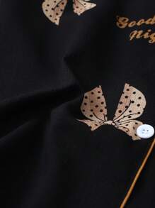 Conjunto de pijama de mujer de burbujas de crepe con estampado de mariposas y mangas cortas