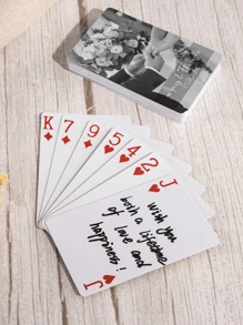 1pc Customized Wedding Photo Poker Card, Personalized Customize Couple Poker Card, Customized Photos And Text, One Set Of Card Wedding Message Book, With Iron Box Customized Poker Card, Blank Card, Wedding Signature Book, Portable Souvenir, Personalized Poker Card Set, With Image,Graphic Print - Multicolor - View 7