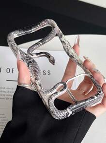 Modischer neuer Champagnerfarbe hochwertiger Spray-Öl 3D kreativer interessanter Cut Out belüfteter Schlangen Design Handyhülle kompatibel mit iPhone 16 Pro Max, 15 Apple stoßfeste Schutzhülle - Verschiedenfarbig - Übersicht 1