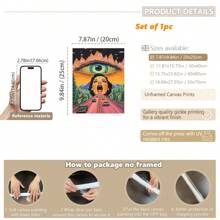 1 Stück dekorative hängende Malerei, gerahmtes dekoratives Gemälde, Poster, Wandkunst, Vintage Acid Highway Leinwandkunst, retro surreale Wanddekoration mit Allsehendem Auge, perfekt für Wohnzimmer, Schlafzimmer, Büro Zuhause