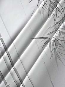 Hawaiian Bamboo Leaf Print Men's Button-Down Lightweight Loose Pocket Short Sleeve Shirt - White - View 5