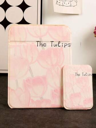 1 件郁金香设计折叠化妆镜，适用于学生宿舍、办公桌、便携可爱梳妆镜