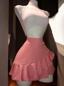 Falda deportiva Premium de olanes - Rosa coral - Ver 6