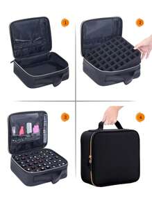 UOZL 42 Bottles Large Capacity Nail Polish Storage Box - PU Leather Portable Makeup Bag Can Hold 42 Bottles (0.51 Fl Oz/15 Ml) Of Nail Polish, Also Has 4 Elastic Pockets And 1 Zipper Pocket, Perfect For Nail Lovers And Manicurists