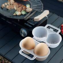 1 pieza / 3 piezas Caja portátil de huevos de 2 celdas de PP, caja de almacenamiento de huevos a prueba de golpes, adecuada para uso seguro al aire libre