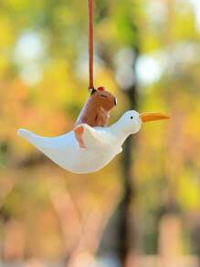 可爱小鸟和水豚装饰吊坠花园卧室窗户家居汽车后视镜装饰挂件生日礼物 - 白色 - 查看 5