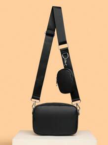 Men's Diagonal Shoulder Bag Two Pieces Mini Shoulder Small Bag Coin Wallet Men's Crossbody Bag Mobile Phone Bag