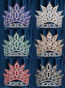 环球小姐“向善力量”皇冠闪亮水钻头饰全圆大皇冠可调节新娘婚礼派对大皇冠情人节配饰