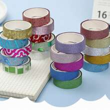 10 Rolls Of 0.59in * 118.11in Gold Onion Film Tape With Flashing Powder, DIY Diary Decoration, Self-Adhesive Decorative Tape, Suitable For Parties