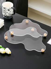 1 件不对称多色亚克力化妆品/珠宝展示托盘 - 無色 - 查看 3